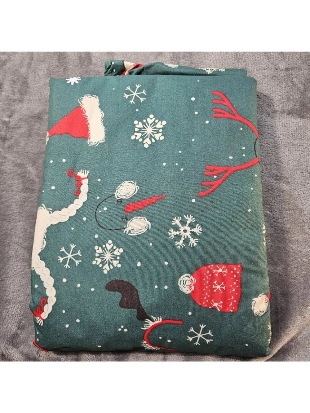 Christmas Duvet Cover Queen Size Christmas Holiday Printed Set Green Red Snow
